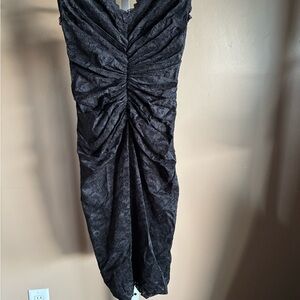 Elegant Black Ruched Midi Dress